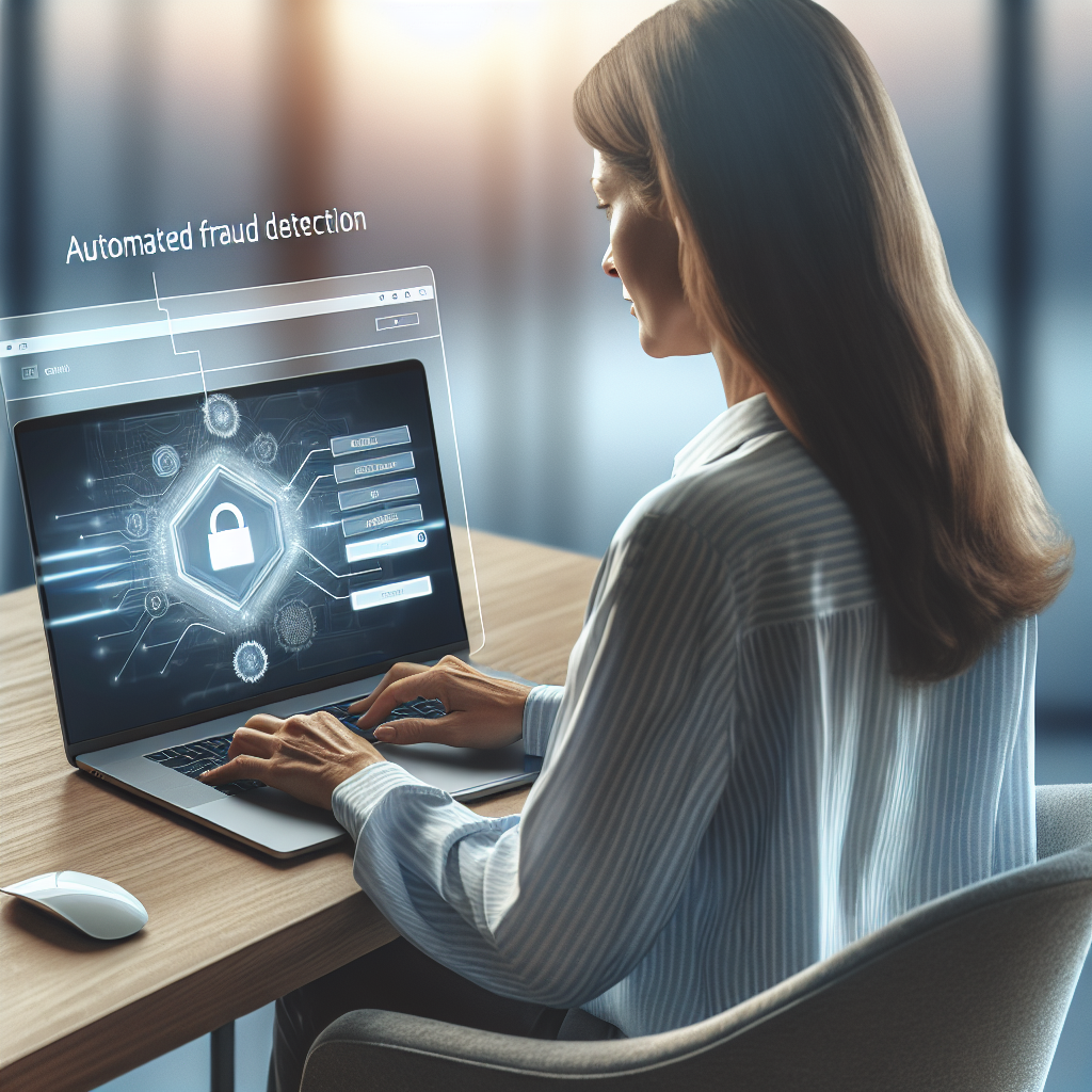 Entrepreneur setting up fraud detection software on laptop